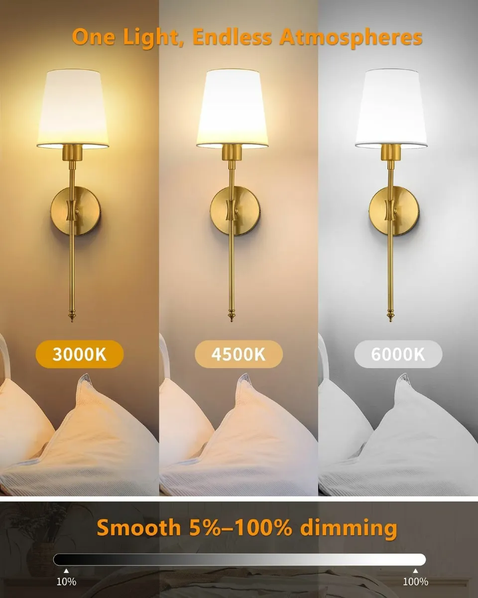 Rechargeable Wireless Wall Sconce Lights Set of 2 - Image 3