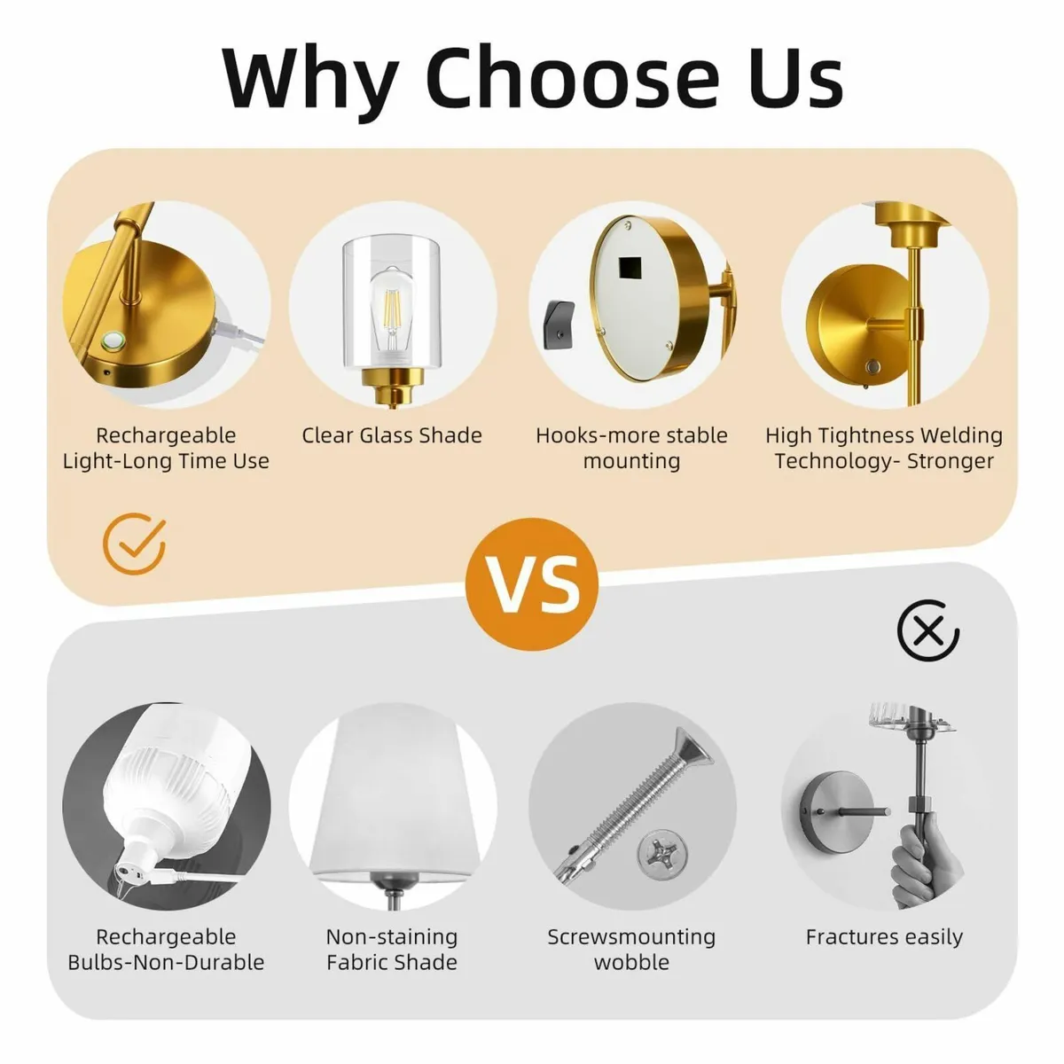 Battery Operated Wall Sconce Set of 2 Wireless 520 - Image 3