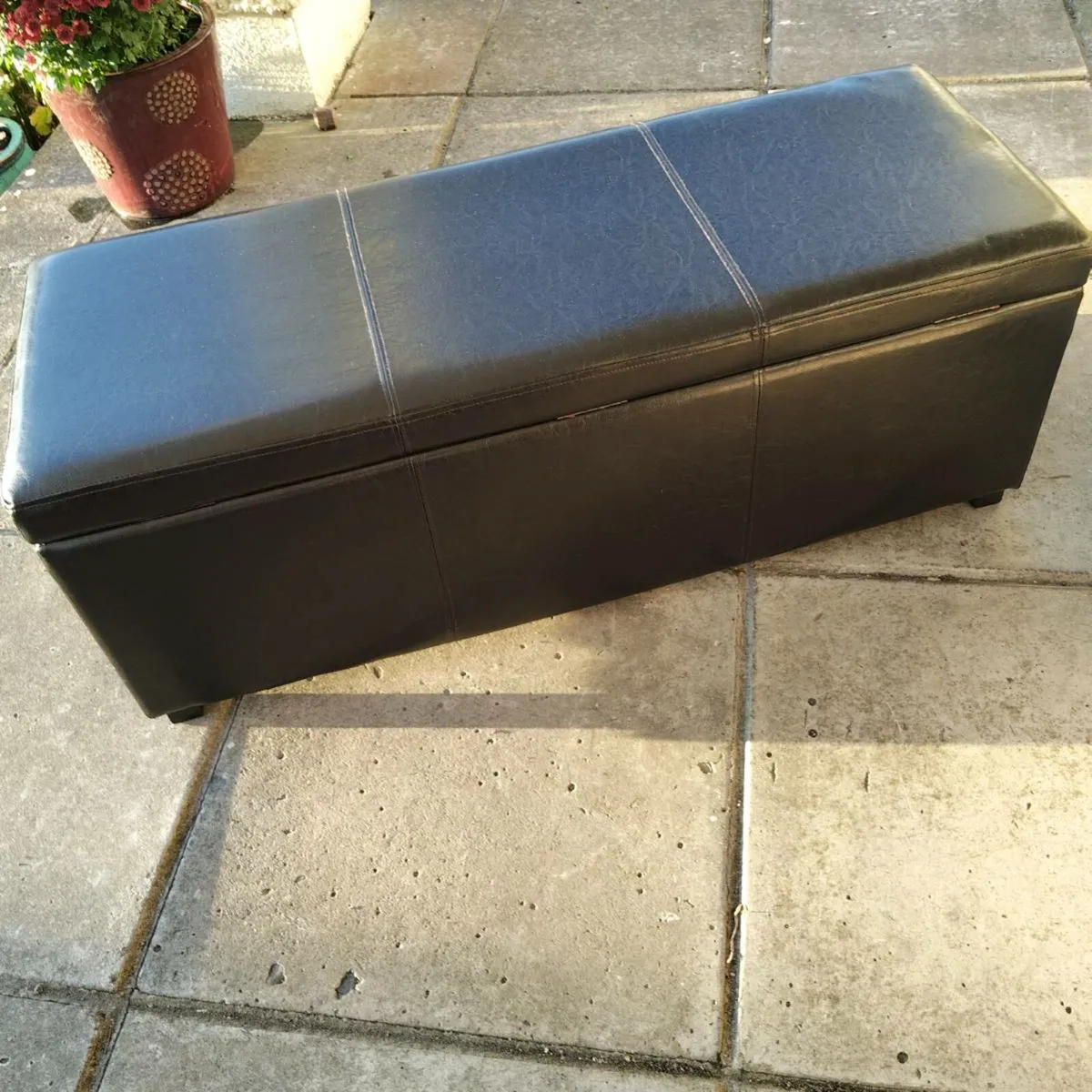 Faux Leather Ottoman - Image 1