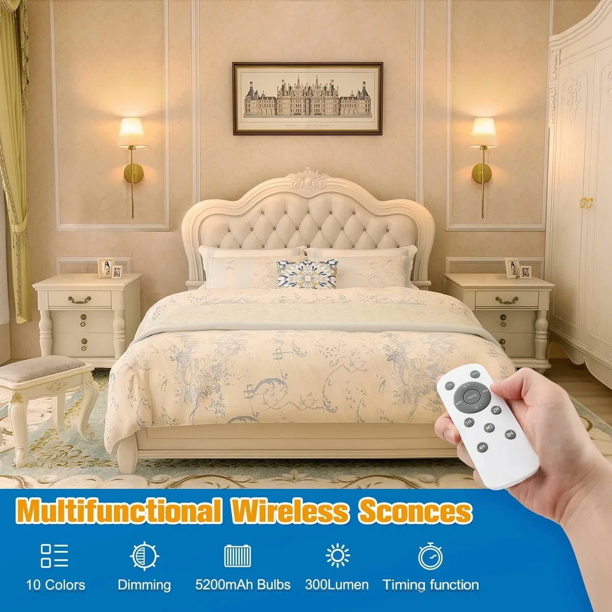 19.9 inch Battery Operated Wall Light GoldRecharge - Image 2