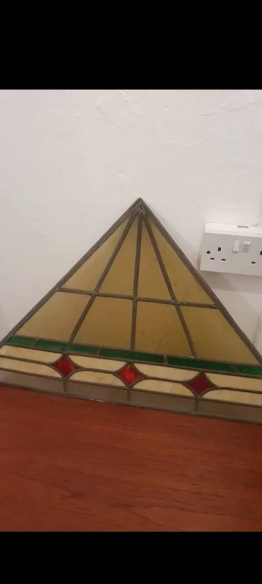 antique lead stained glass panels - Image 1