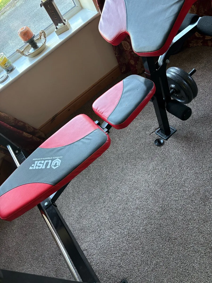 Gym equipment weights, bench, treadmill and bike - Image 4
