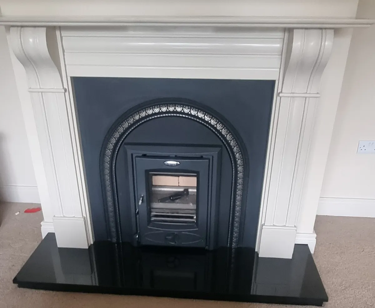 New marble fireplace with cara insert stove - Image 1