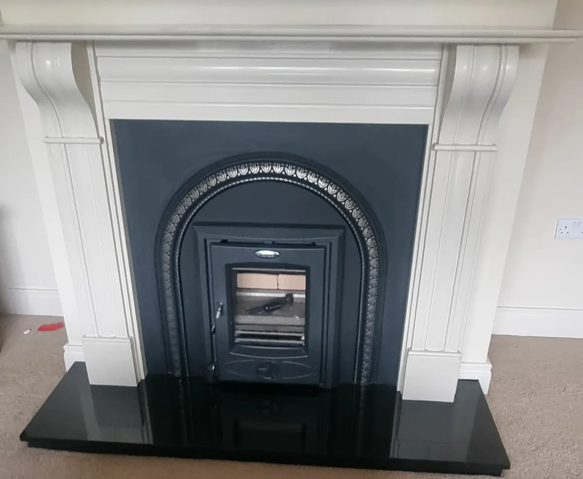 New marble fireplace with cara insert stove - Image 3