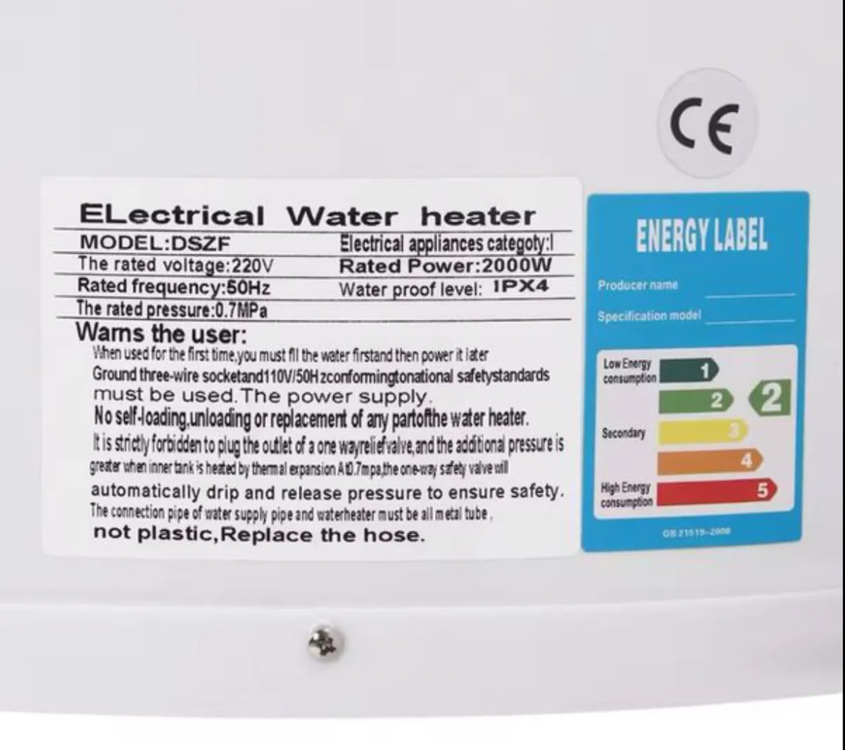 Electric Hot Water Cylinder Boiler KIT 35L 220v - Image 3