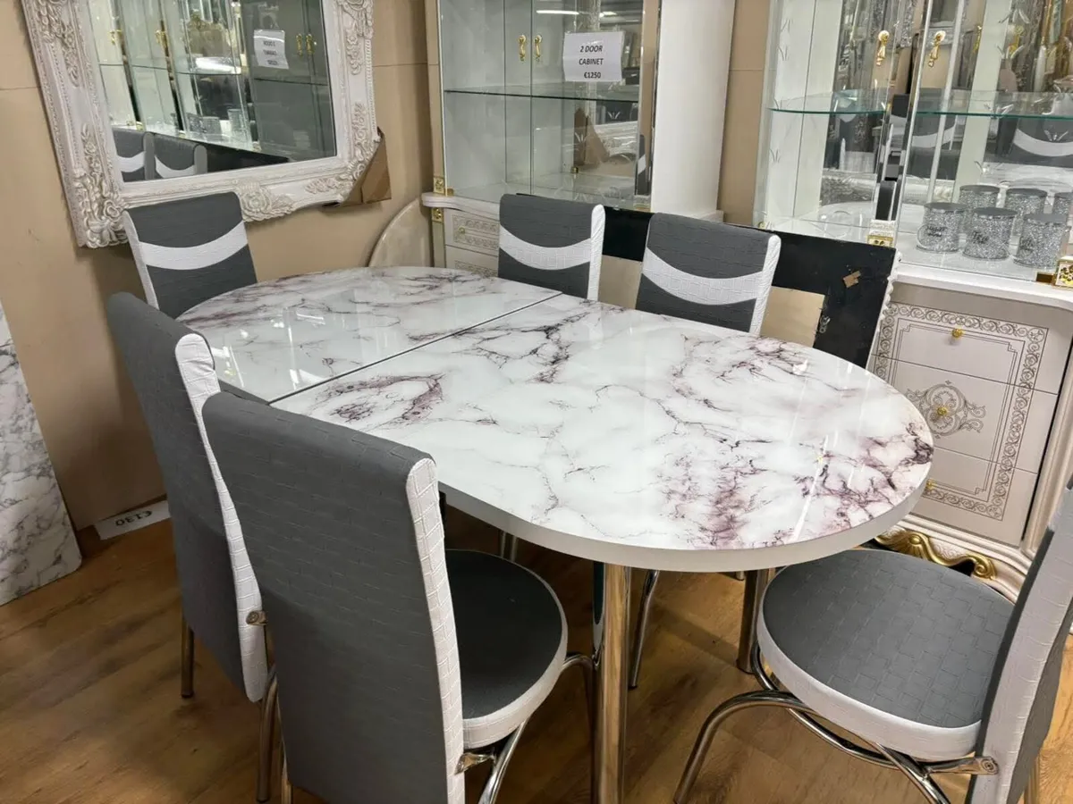 Extendable Kitchen Dining Table With 6 Chairs - Image 3