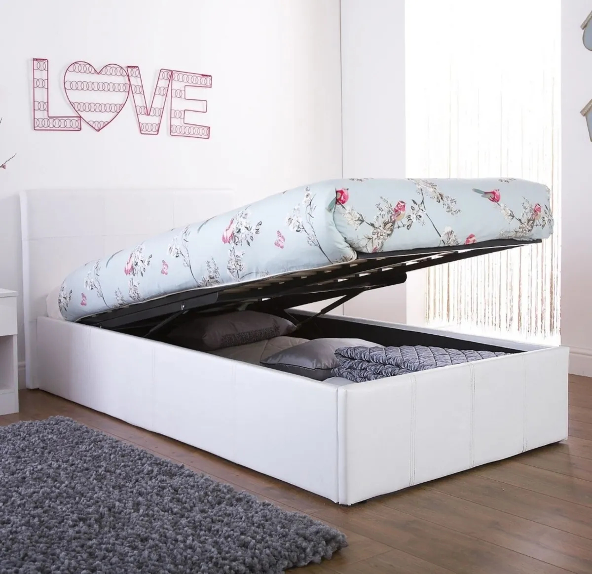 Single Leather Ottoman Storage Beds - Image 2
