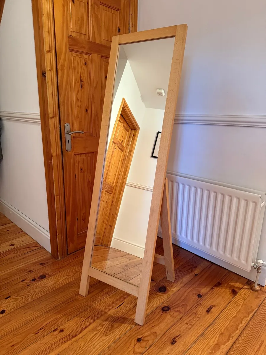 Vintage Habitat Light Oak Stand Mirror - Image 1