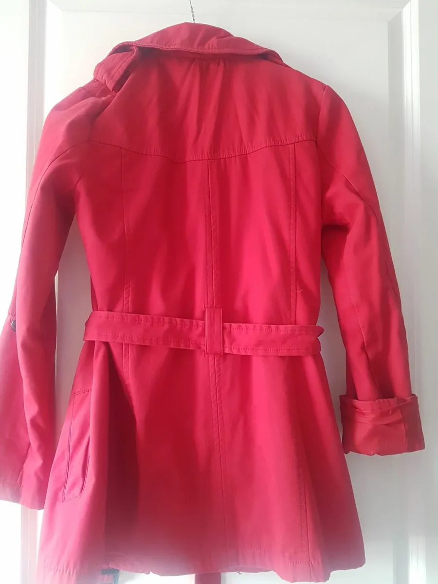 RED new look red coat fits xs s worn once - Image 3