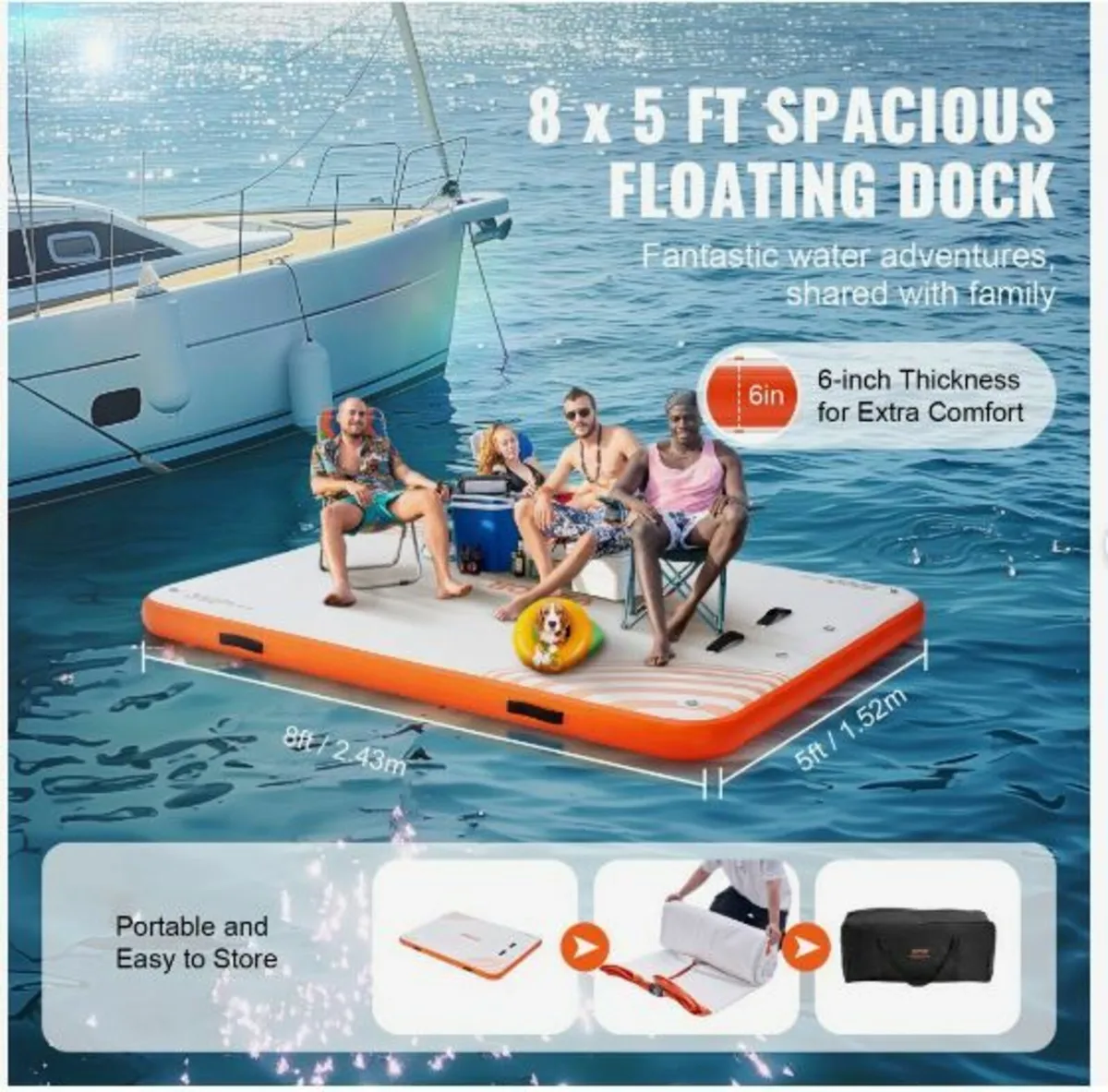 Inflatable Floating Dock, 8 x 5FT - Image 3