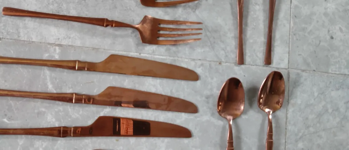 16pcs Stainless Steel Cutlery Set, Color copper - Image 1