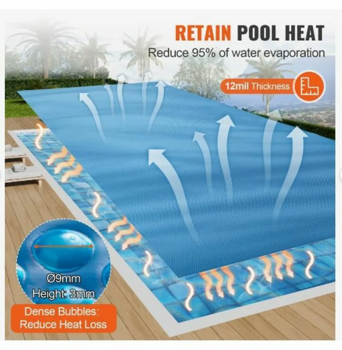 Solar Pool Cover, 40 x 20 ft Rectangle  Blanket - Image 2