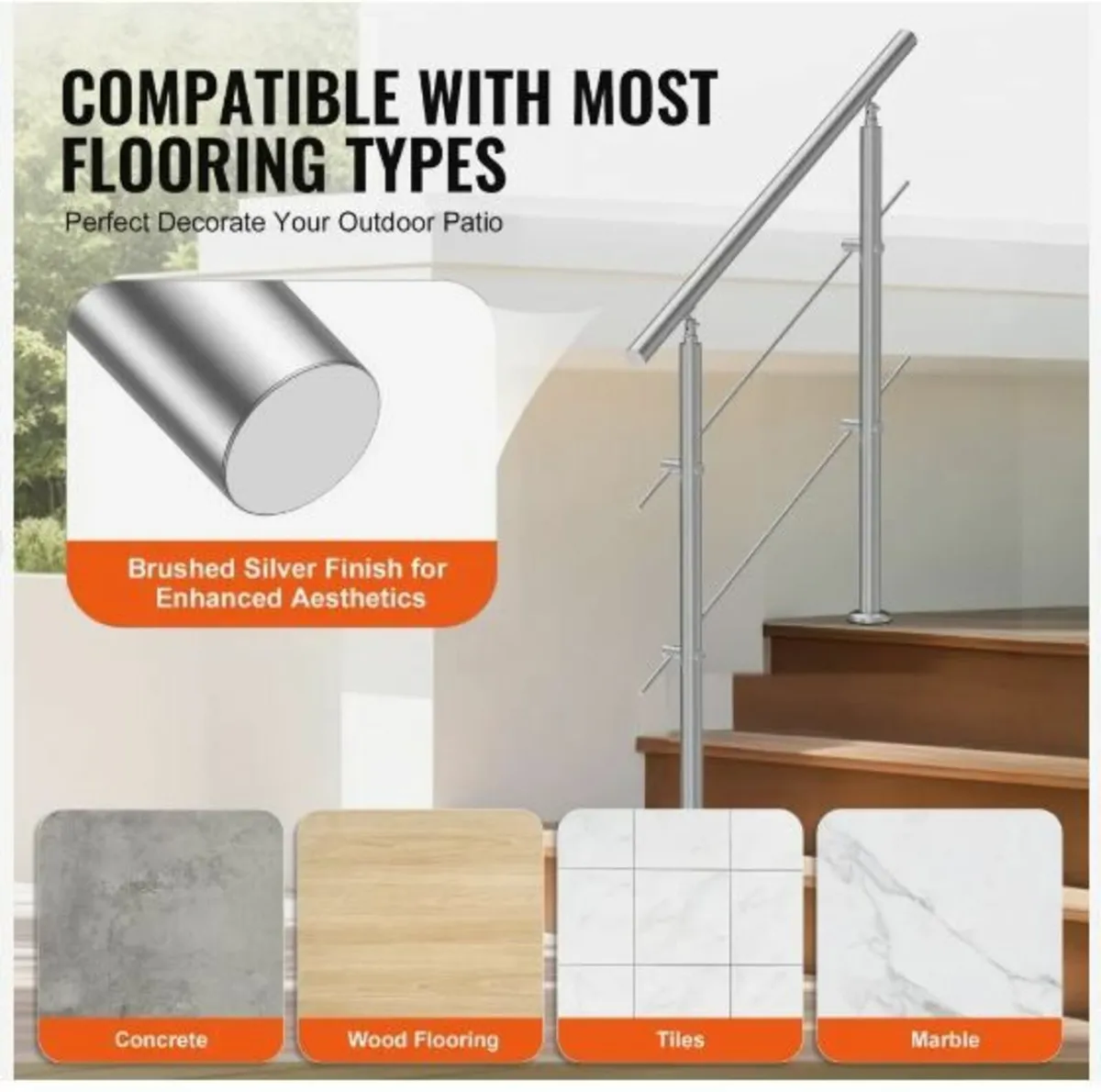 100.1 cm Handrails for Outdoor Steps 2 - Image 2