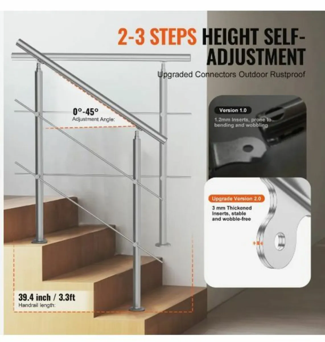 100.1 cm Handrails for Outdoor Steps 2 - Image 4