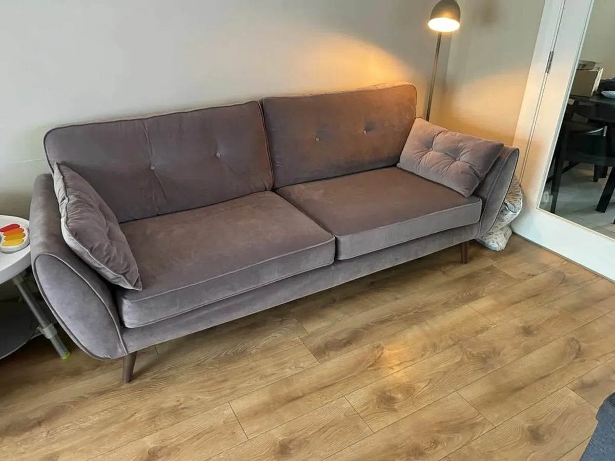 Zinc Velvet 4 Seater Sofa - Image 1