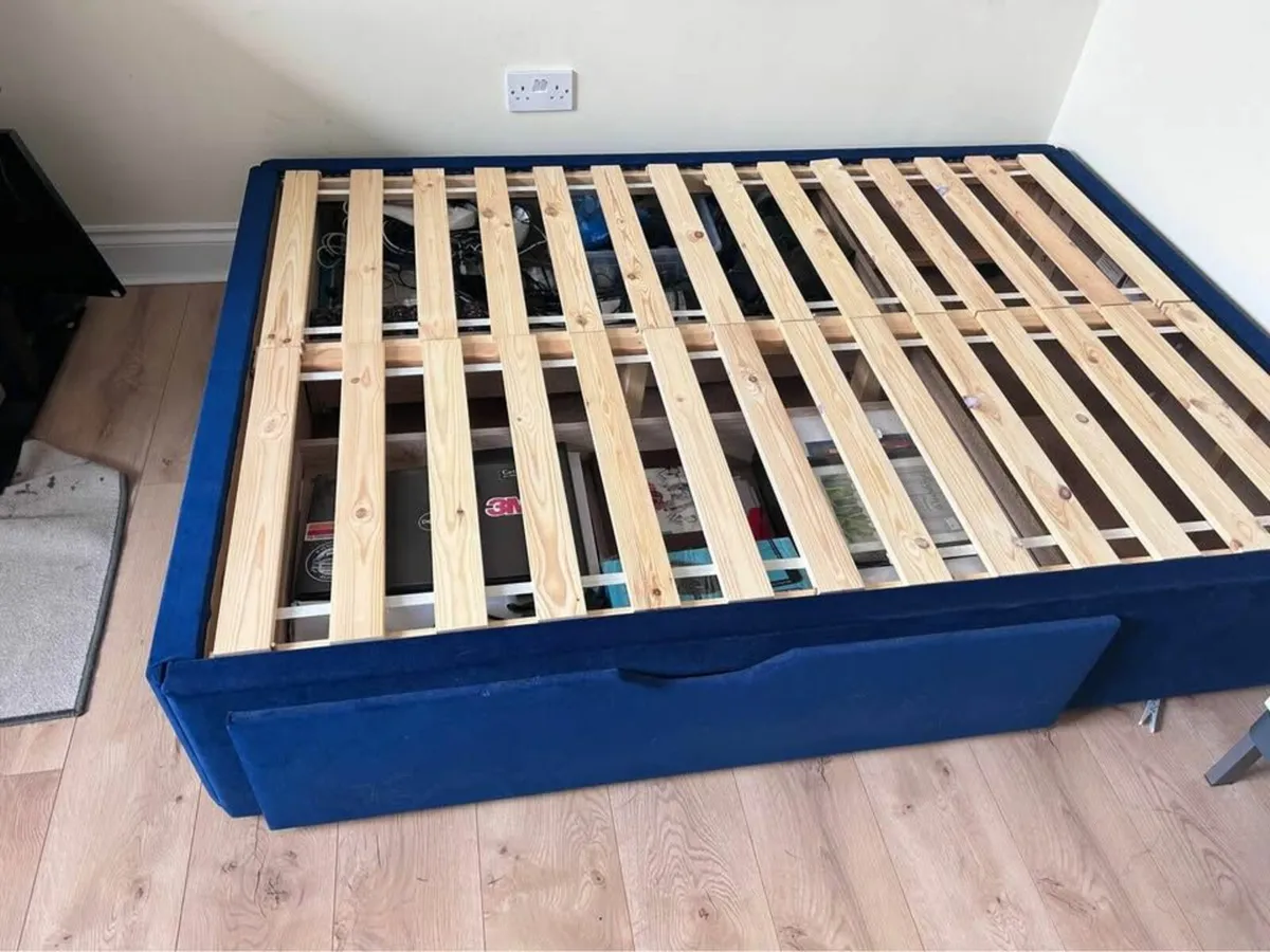 IKEA Avaldnes Double Bed Blue - Image 1