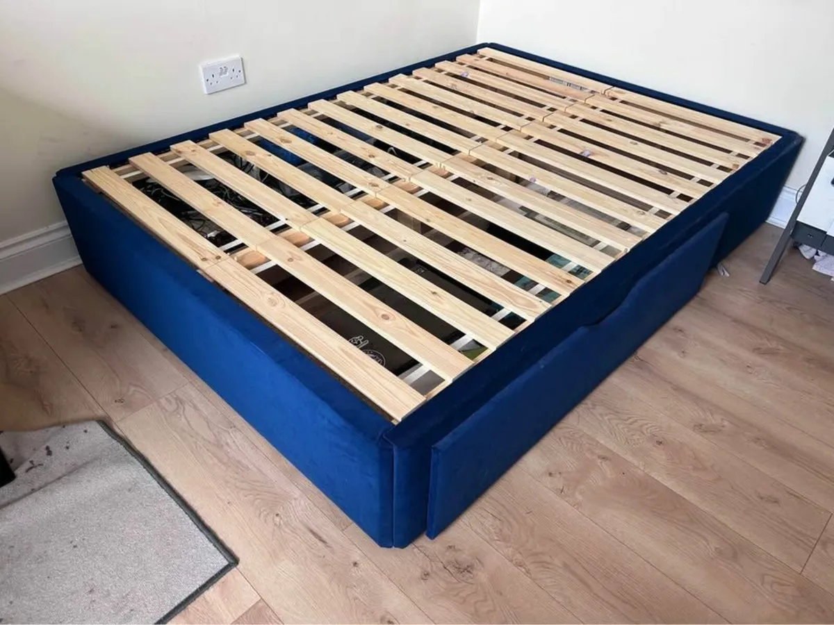 IKEA Avaldnes Double Bed Blue - Image 2