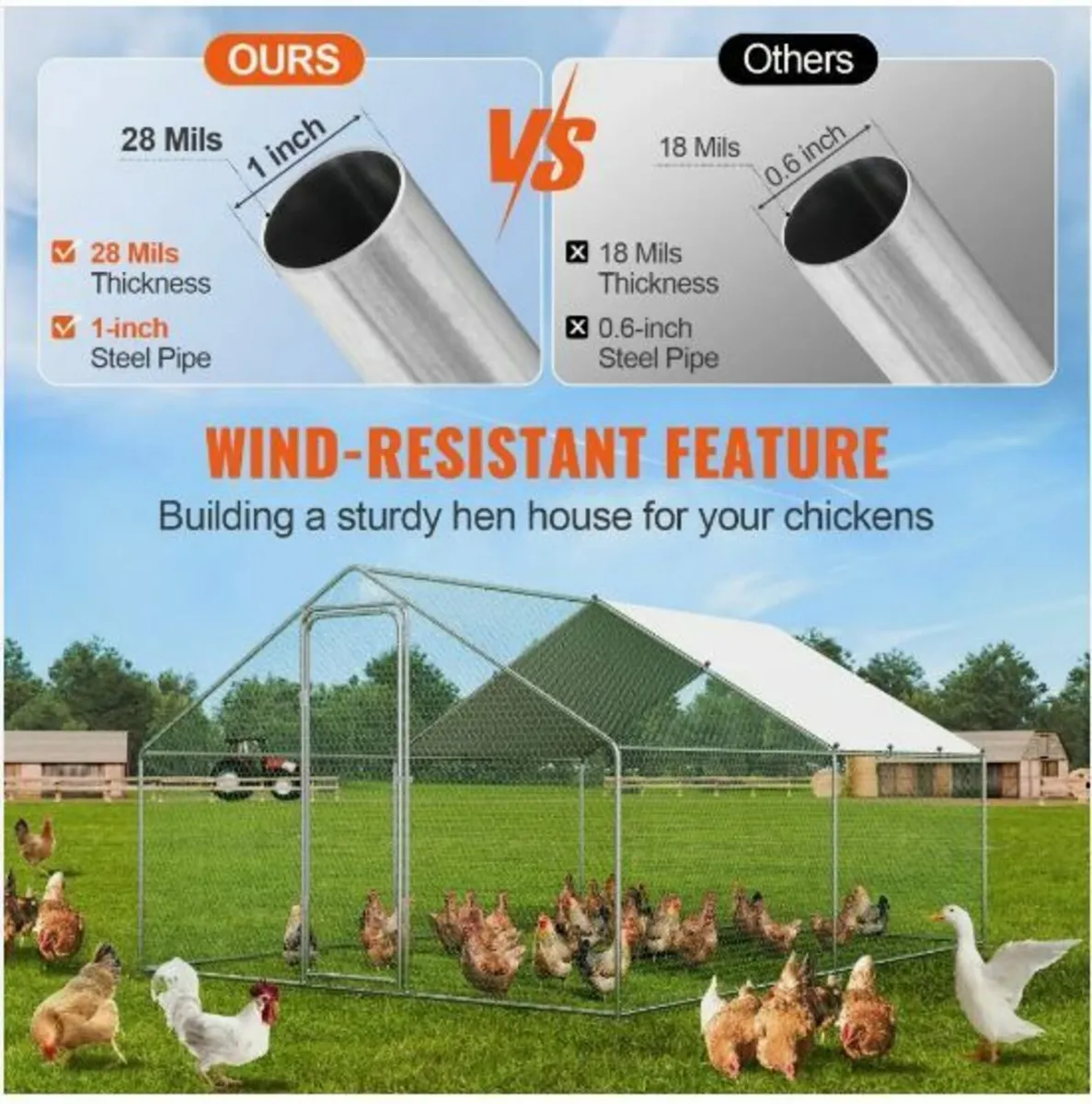 Large Metal Chicken Coop, 9.8x12.9x6.5 ft - Image 3