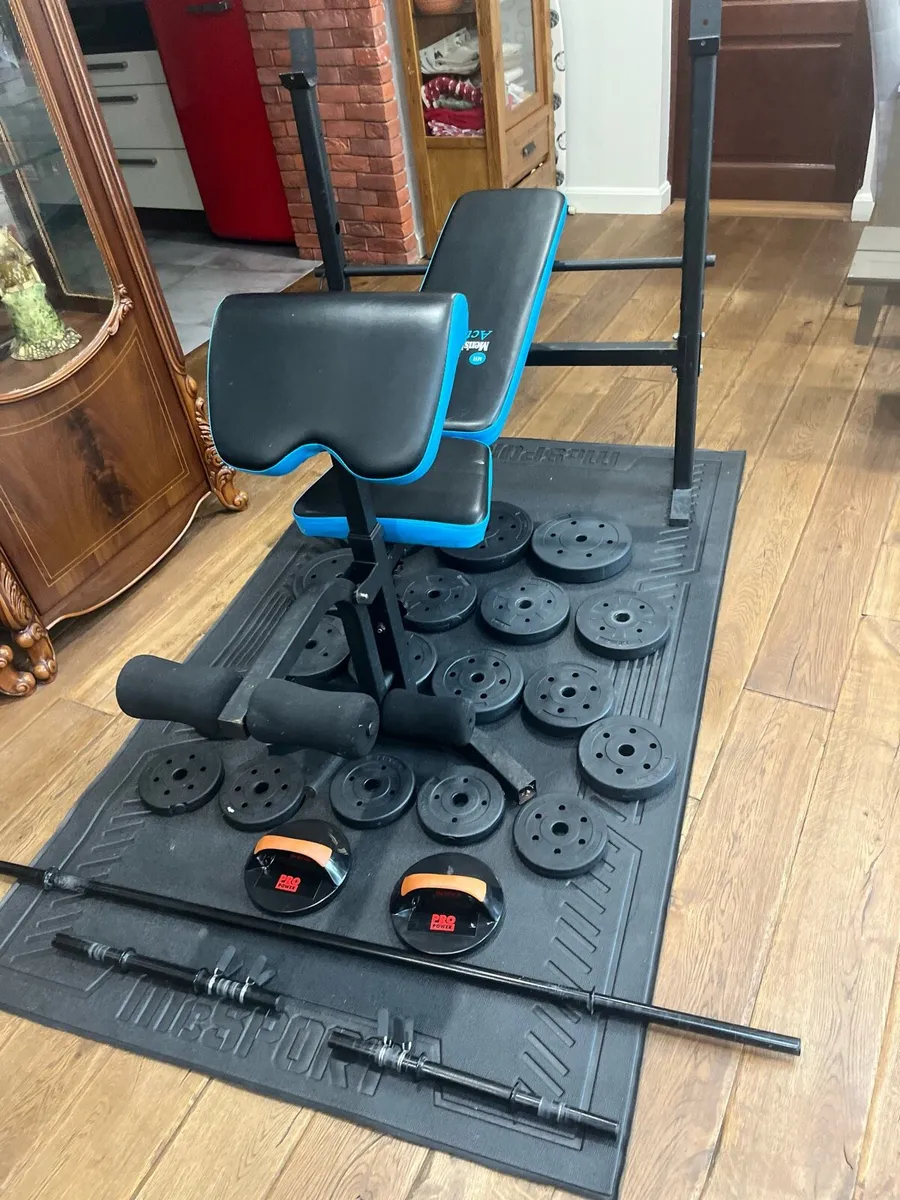 Bench barbell dumbbells and weights - Image 2