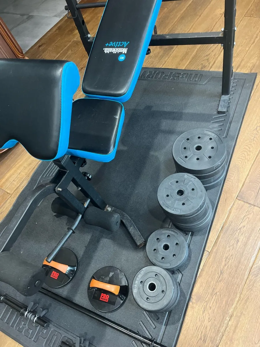 Bench barbell dumbbells and weights - Image 4