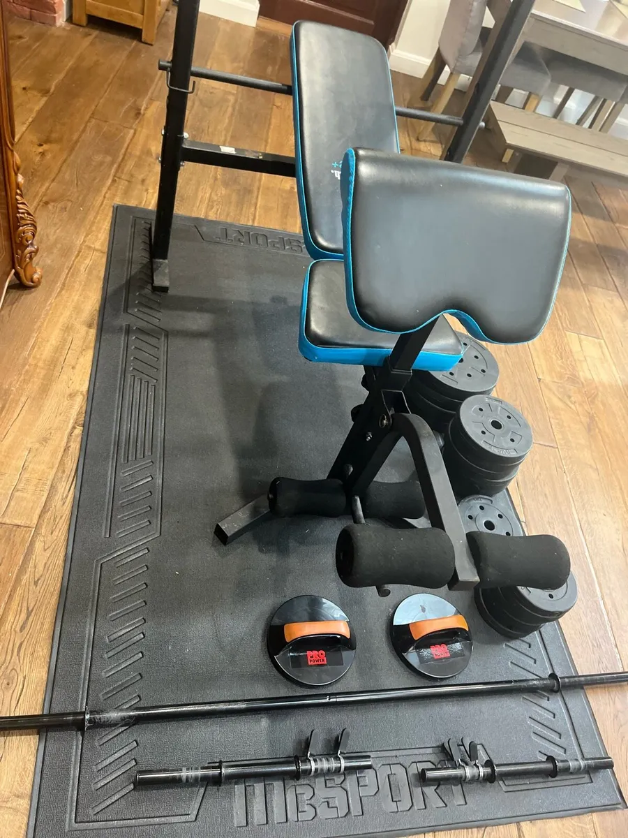 Bench barbell dumbbells and weights - Image 3