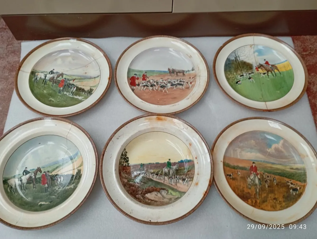 Plates, Hunting Plate set, Earthenware, Vintage - Image 1