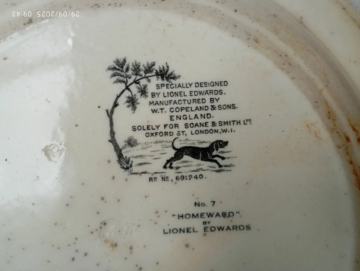 Plates, Hunting Plate set, Earthenware, Vintage - Image 2