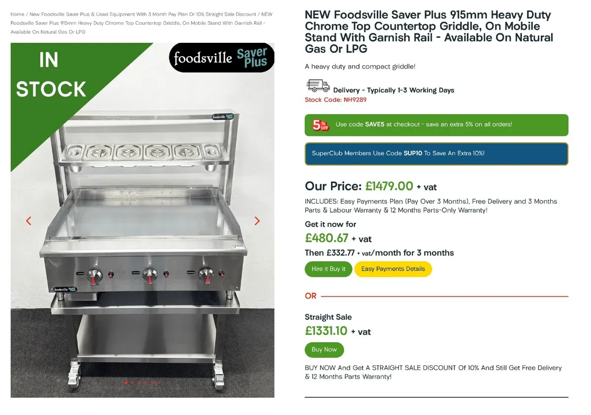 Gas Griddle with garnish rail - 3 month Pay plan - Image 4