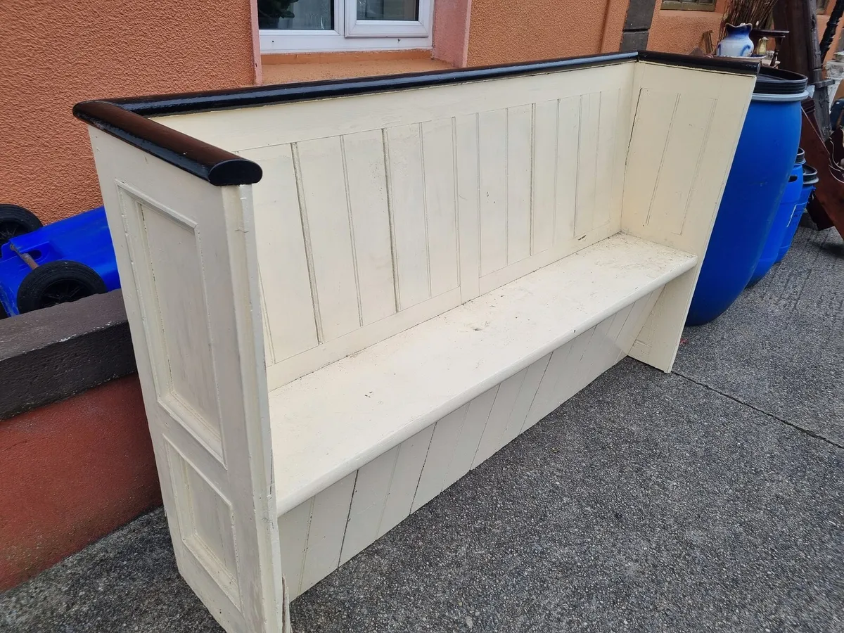 Slim pine antique bench