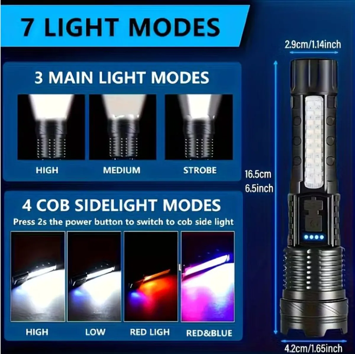 TIKTOK Rechargeable LED Flashlights, Portable with Zoom and Power Indicator, - Image 1