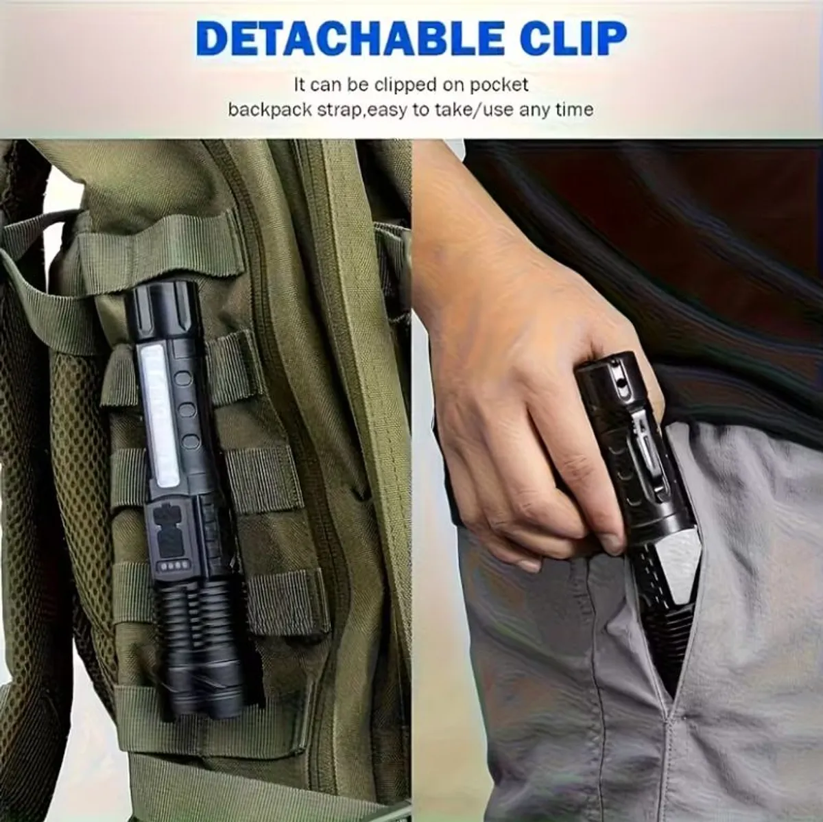 TIKTOK Rechargeable LED Flashlights, Portable with Zoom and Power Indicator, - Image 4