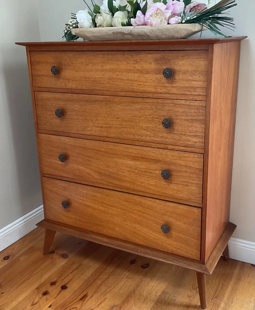 Mid century solid teak chest of drawers - Image 1