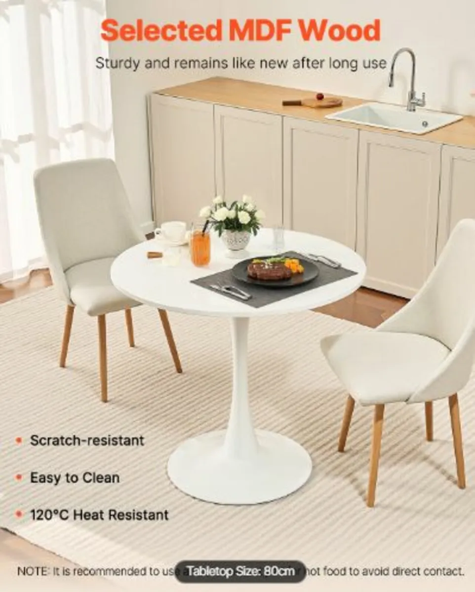 Round Dining Table, 31.5 in Wood Table for 2-4 - Image 2
