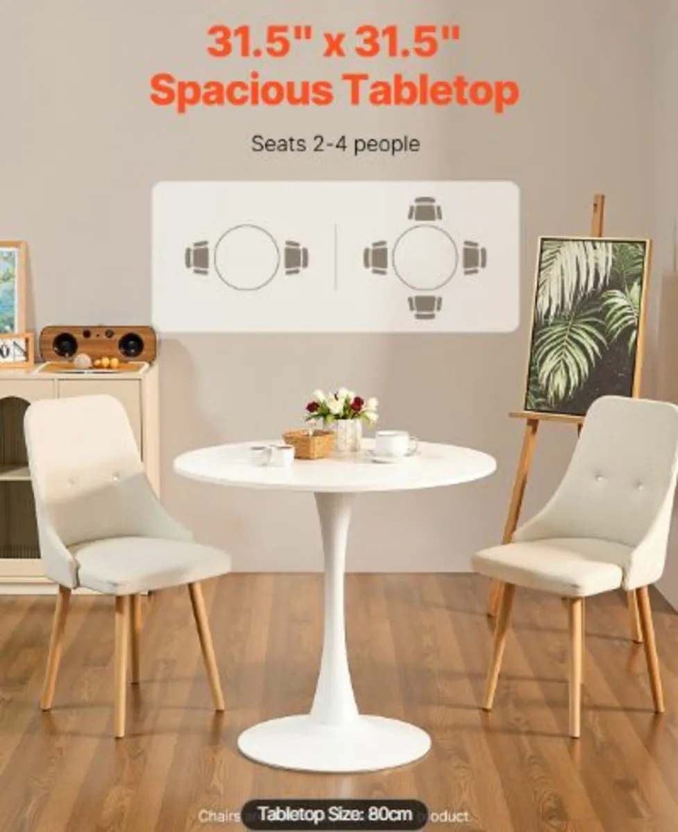 Round Dining Table, 31.5 in Wood Table for 2-4 - Image 3