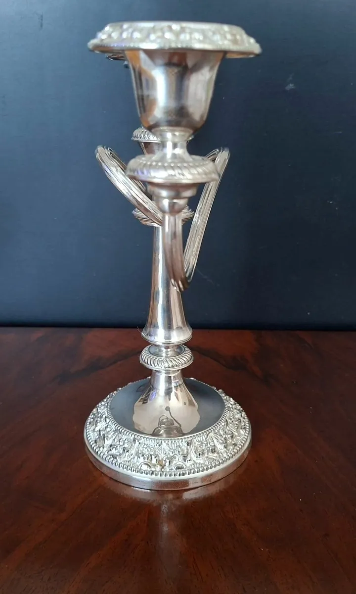 Large Decorative Candlestick Silver Plated/Metal A - Image 2