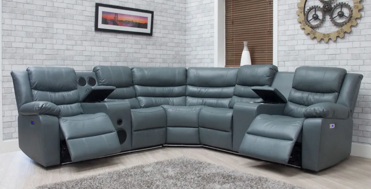 Athens Electric Reclining Corner Sofa With Console - Image 2