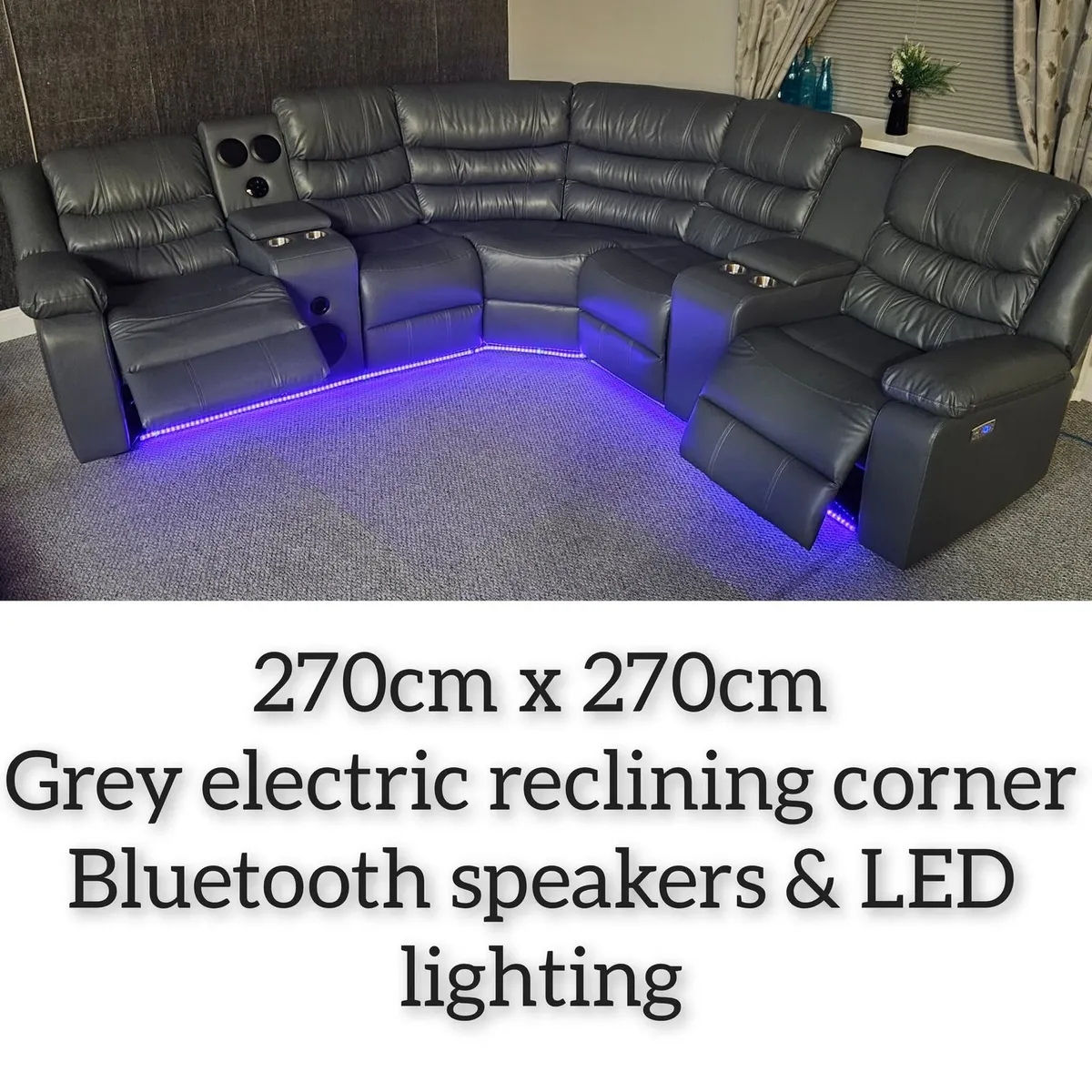 Athens Electric Reclining Corner Sofa With Console - Image 1