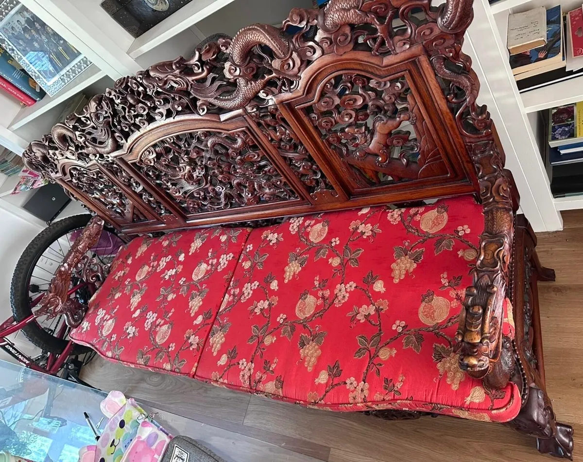 Hong Kong Circa 1060s Carved Hardwood Suite - Image 1