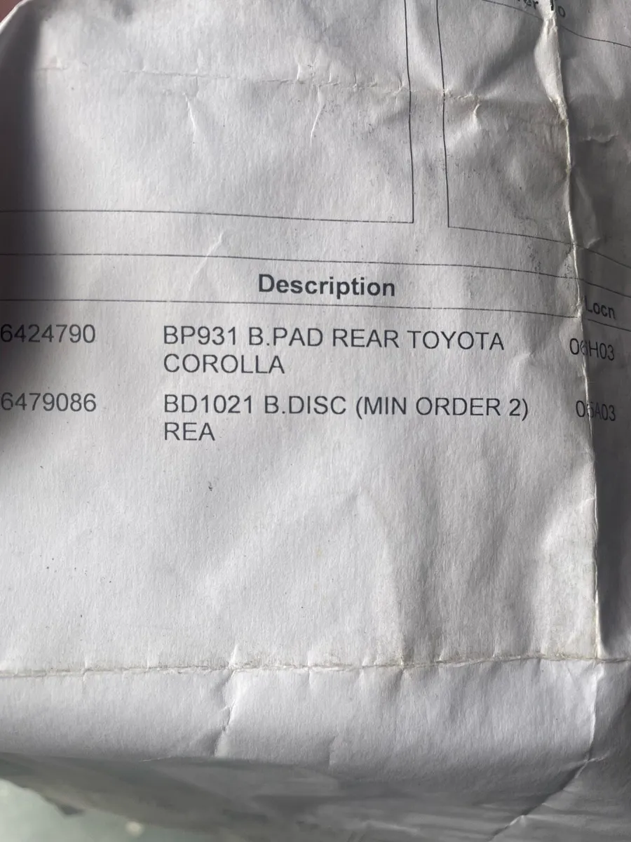 Corolla Rear Brake pads & Discs - Image 4