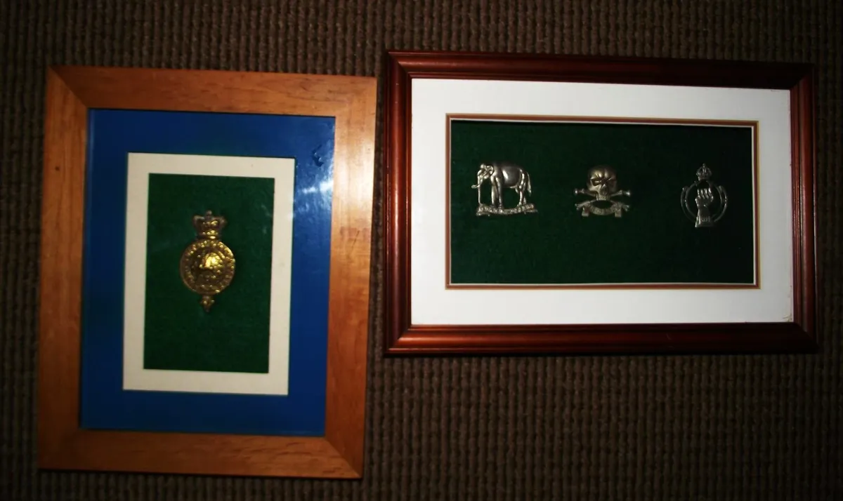 Framed Military Cap Badges - Image 1