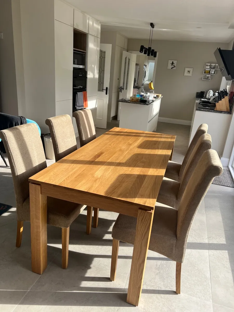 Oak Dining Table and Six Chairs - Image 1