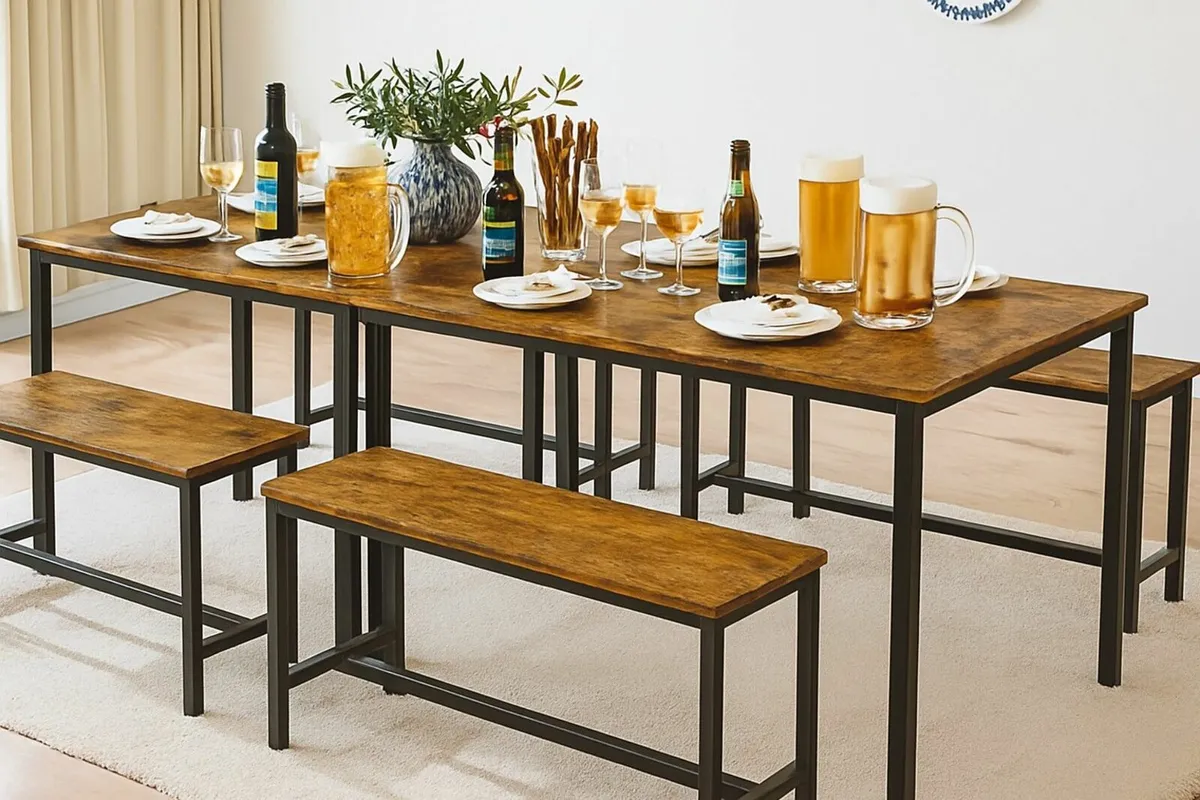 Dining Table and Bench Set for 8 People - Image 2