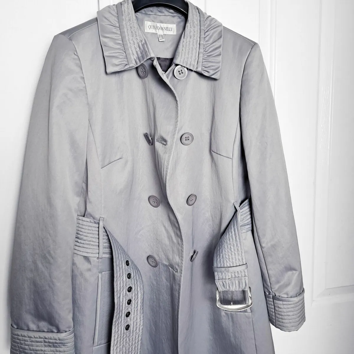 Quinn & Donnelly Vintage Grey Trench Coat 14UK - Image 4