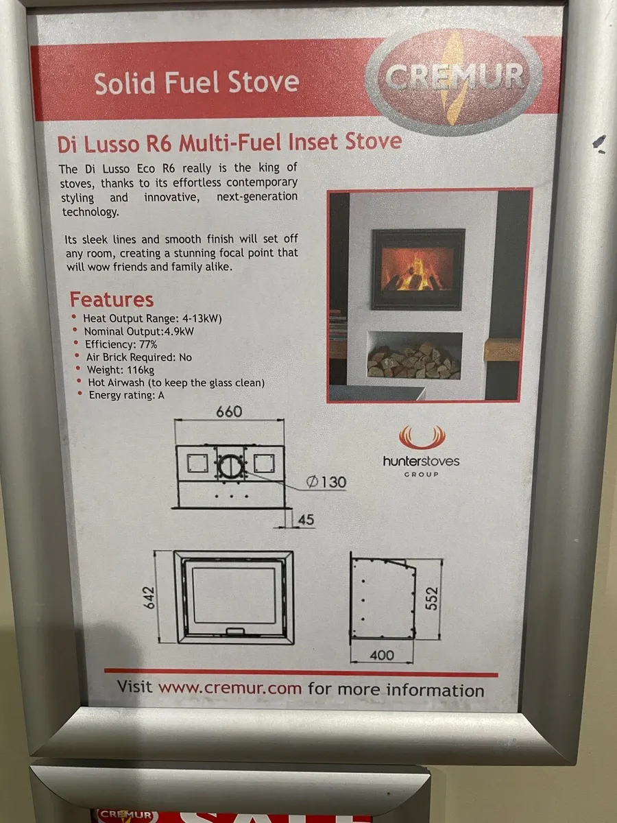 Ex-Display Hunter Di Lusso 6kw Insert Stove - Image 2