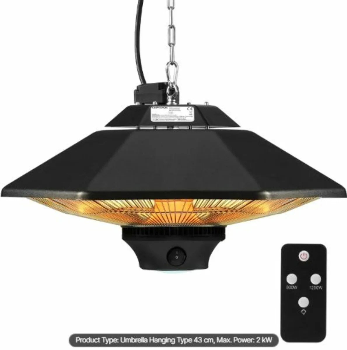 Hanging Patio Heater,2000W Remote Control Outdoor - Image 1