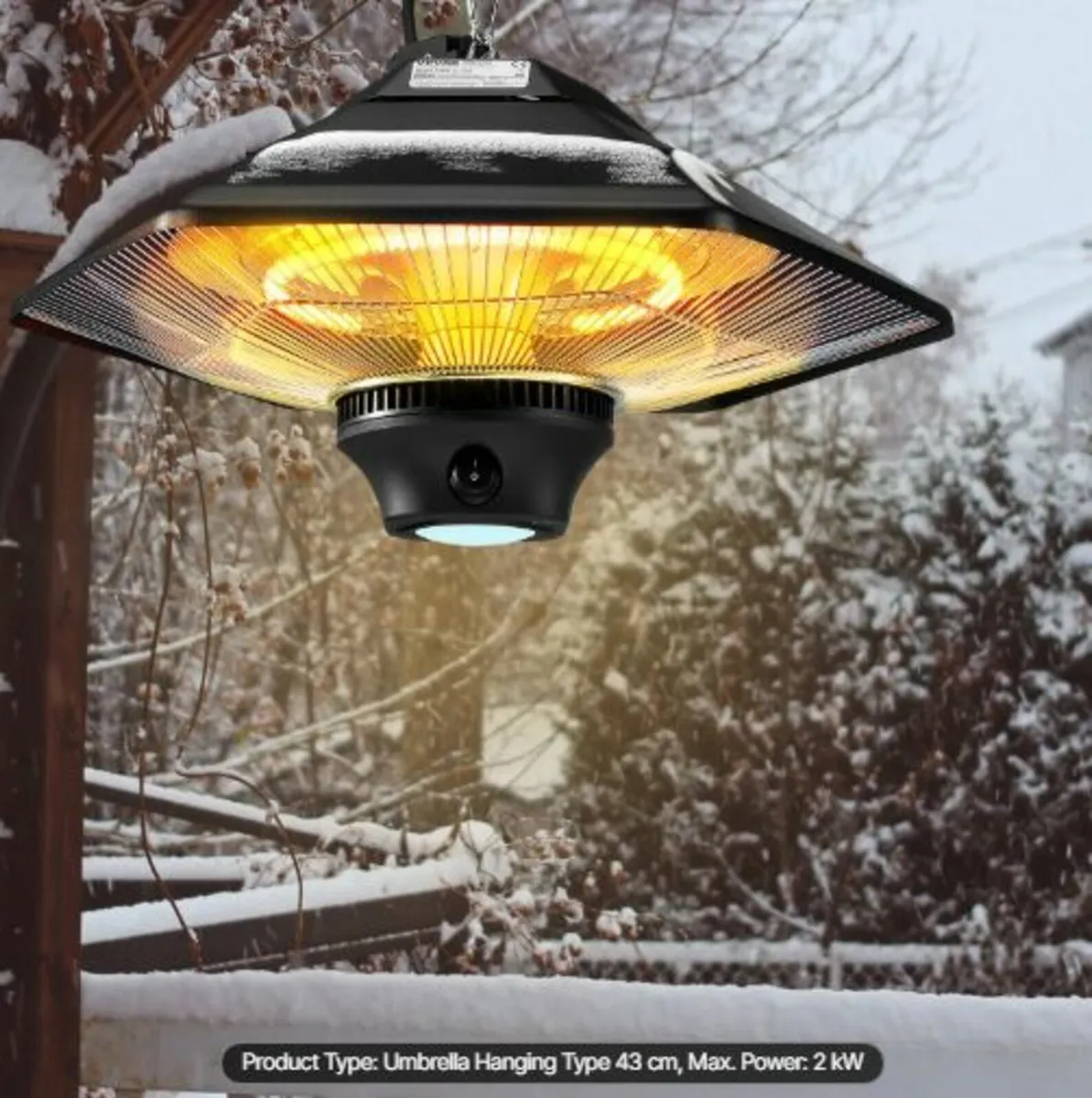 Hanging Patio Heater,2000W Remote Control Outdoor - Image 3