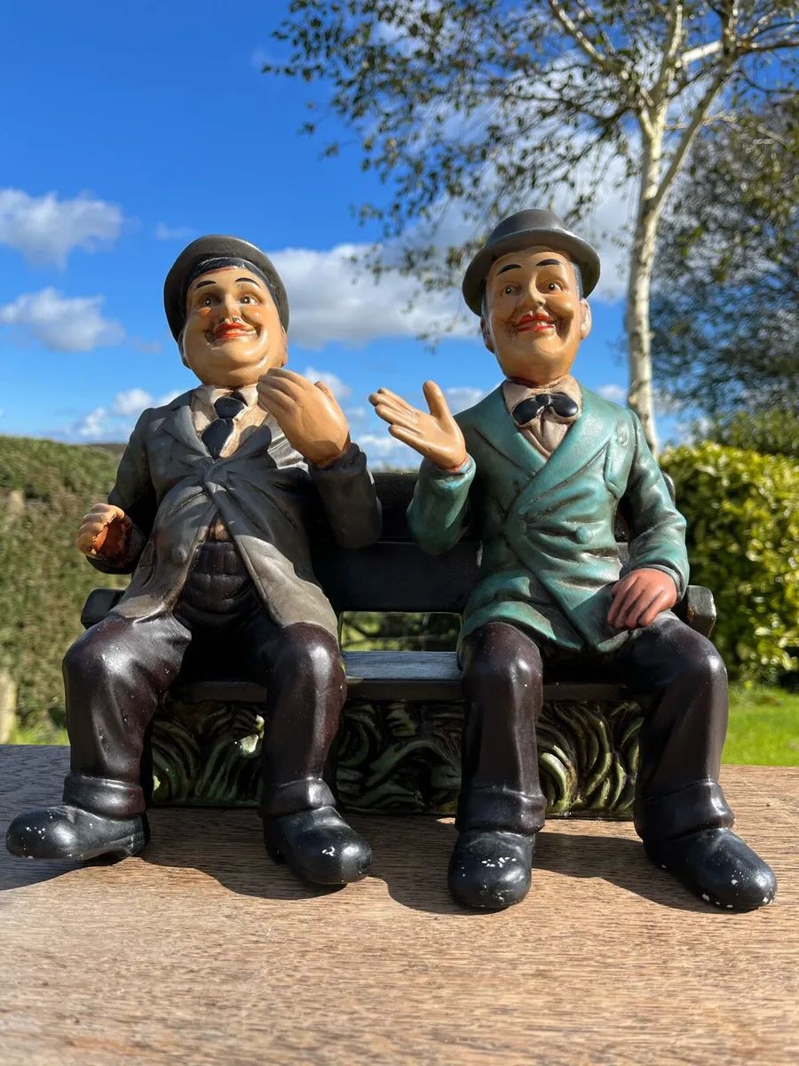 Vintage Laurel and Hardy on a Bench - Image 1