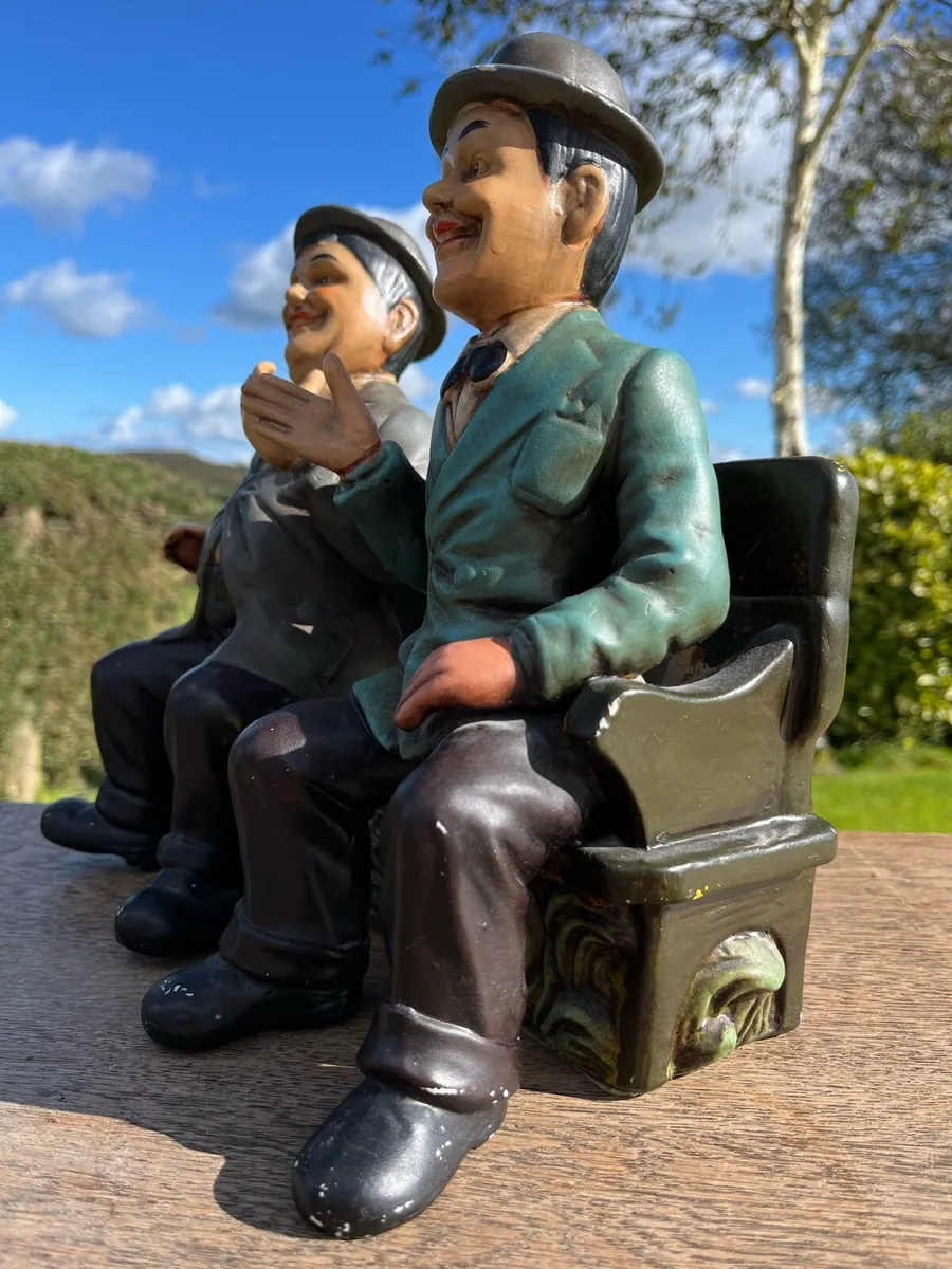 Vintage Laurel and Hardy on a Bench - Image 2