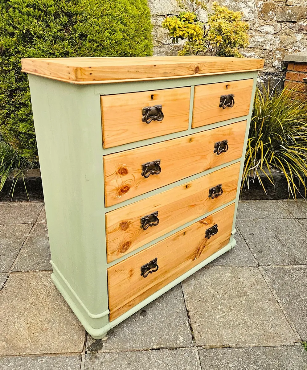 Antique Painted Pine Chest- Circa 1910 - Image 3