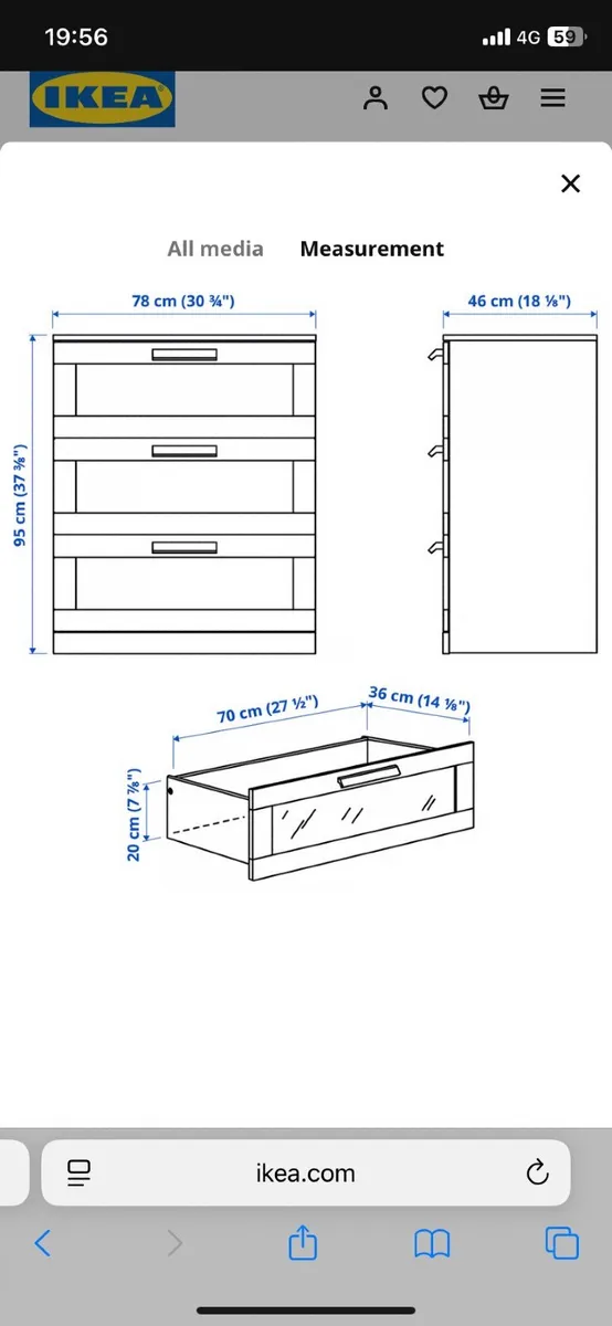 Ikea Brimnes Chest of 3 Drawers - Image 3